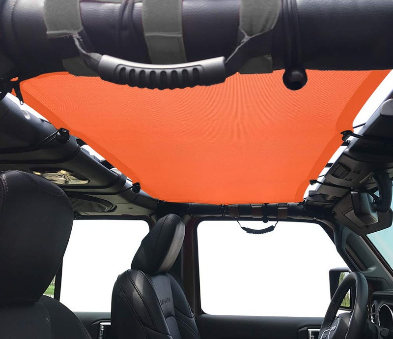 Shadeidea JT Sun Shade Top Sunshade Compatible with Jeep Gladiator Top Shade Mesh Screen Roof Cover (2018-2023)- Wind Noise UV Blocker with GrabBag Pouch -10 Year Warranty- Orange -Front - Image 2